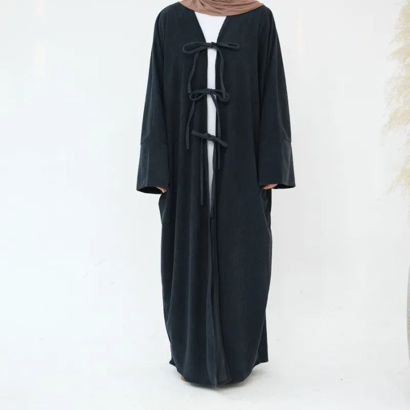 Corduroy Open-Front Abaya — Winter