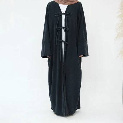 Corduroy Open-Front Abaya — Winter