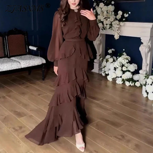 Tiered Ruffle Chiffon Maxi Dress — Evening