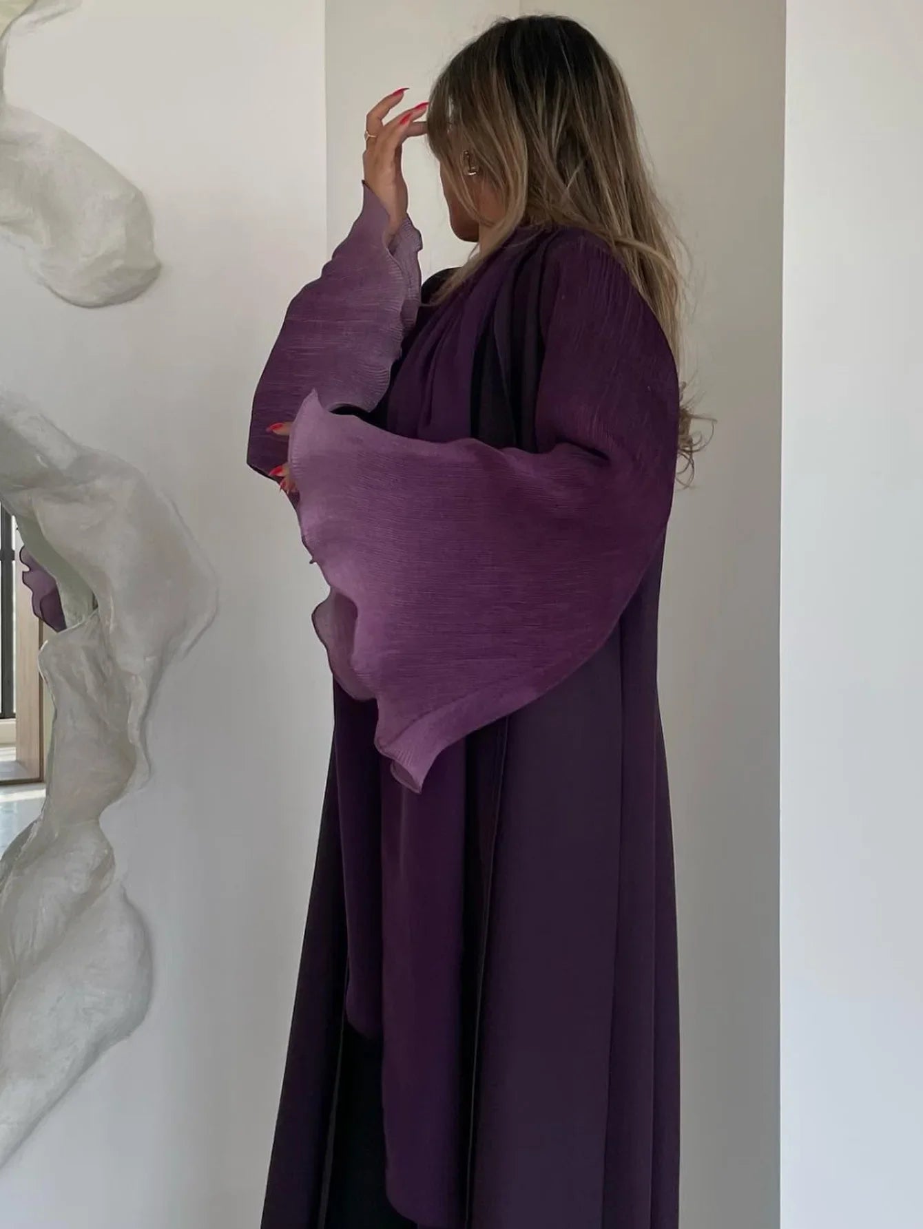 Open-Front Flare Sleeve Abaya — Casual