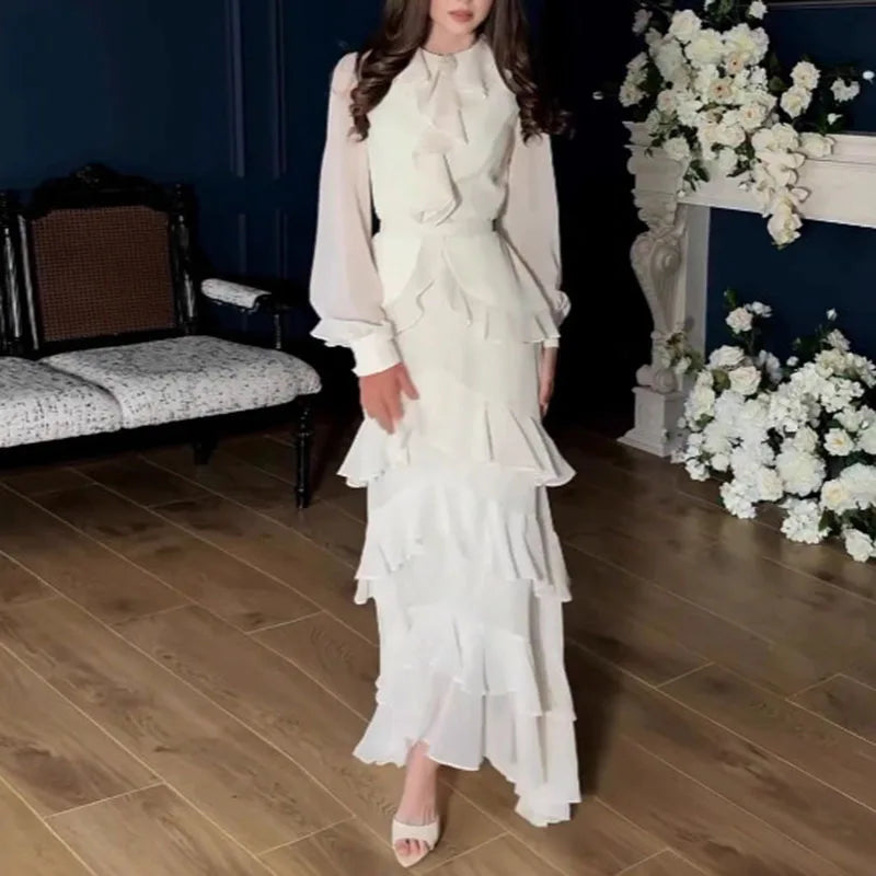 Tiered Ruffle Chiffon Maxi Dress — Evening