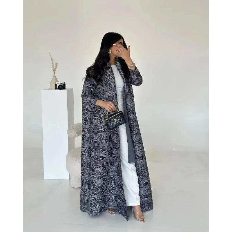 Vintage Print Cardigan Abaya — Luxury