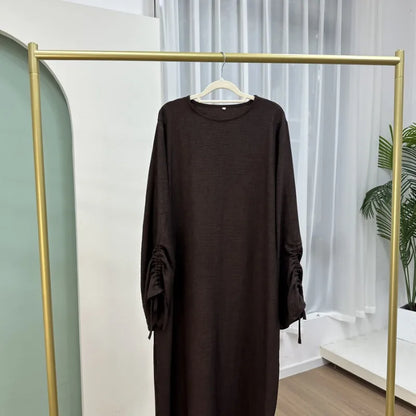 Lace-Up Cuff Plain Abaya