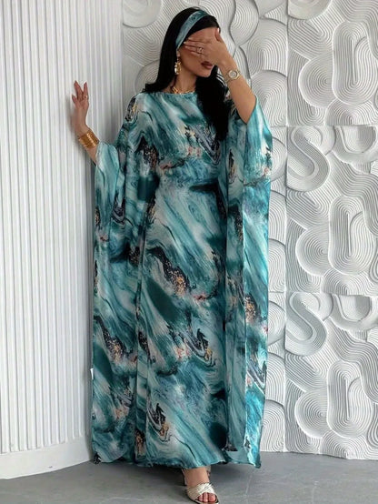Printed Pullover Abaya — Evening